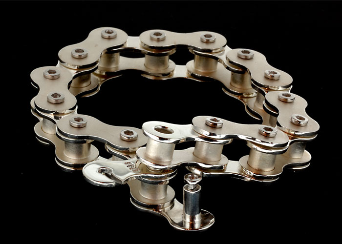 Engineered motorcycle chain bracelet